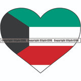 Country Flag Heart Kuwait ClipArt SVG