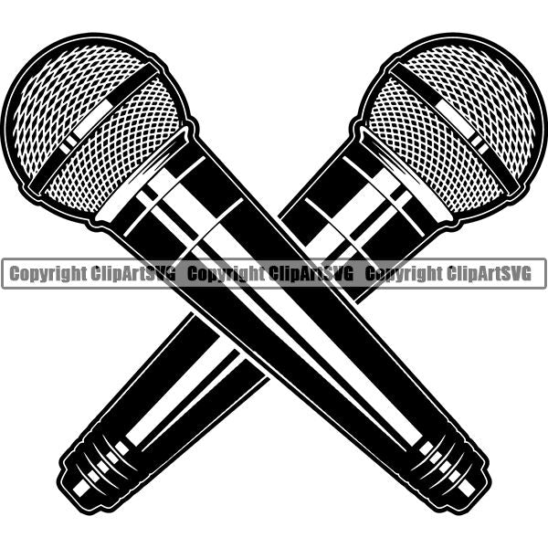 Microphone Mic Audio Music Record Broadcast Podcast Webinar Equipment Logo ClipArt SVG
