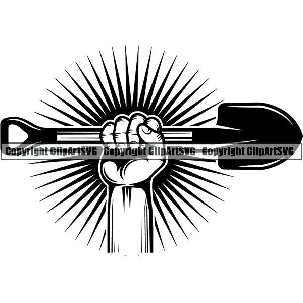 Mining Mine Miner Hand Sunburst ClipArt SVG
