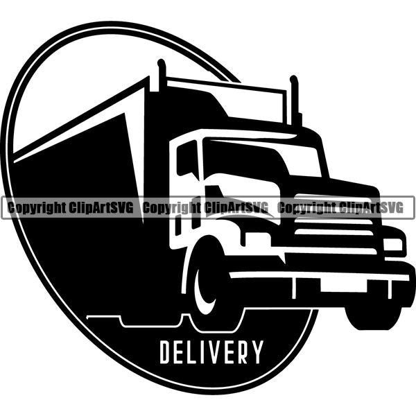 Truck Driver Trucking Trucker Driving Transportation Semi Tractor Trailer Logo ClipArt SVG