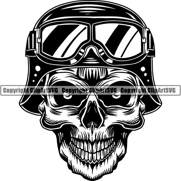Motorcycle Bike Chopper Skull ClipArt SVG