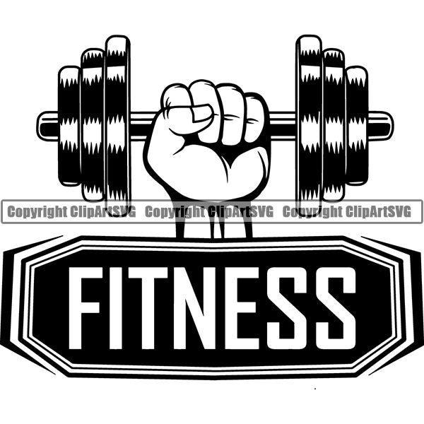 Gym Sports Bodybuilding Fitness Muscle Logo ClipArt SVG