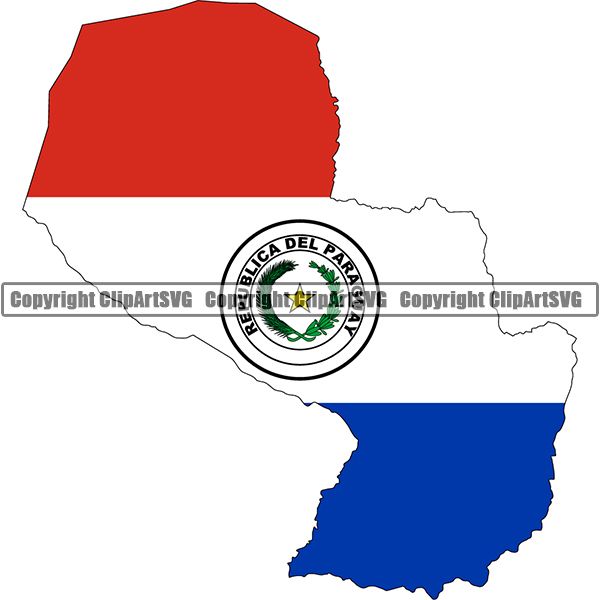 Country Flag Map Paraguay ClipArt SVG