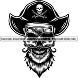 Pirate Sea Gangster Criminal Warrior Skull ClipArt SVG