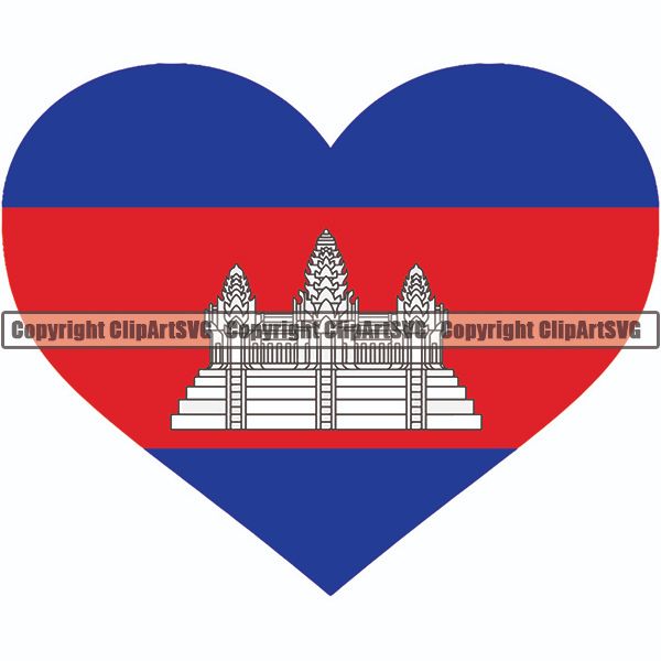 Country Flag Heart Cambodia ClipArt SVG
