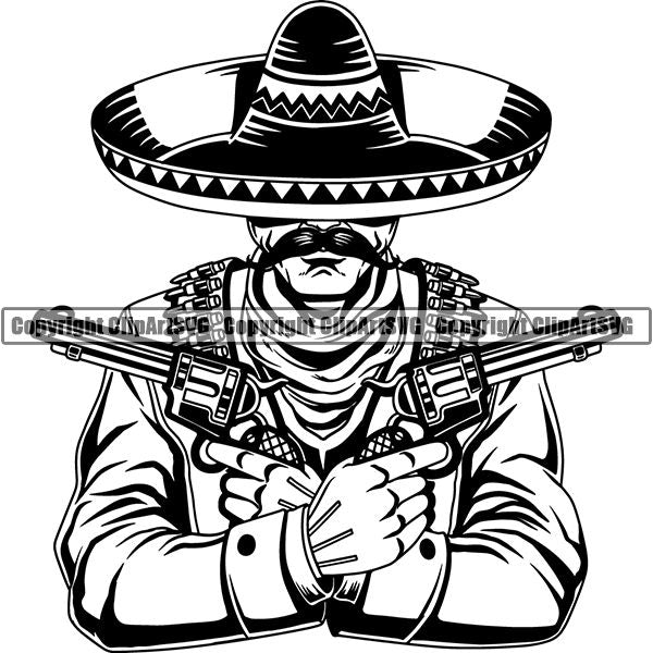 Occupation Cowboy Outlaw Guns Sombrero ClipArt SVG
