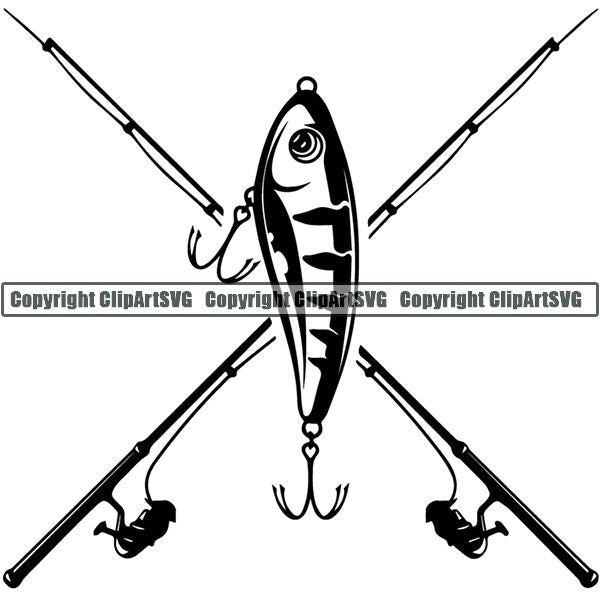 Sports Game Fishing Hunting Fish Hunt Logo ClipArt SVG