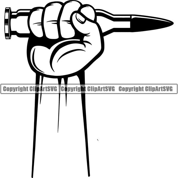 Military Weapon Gun Bullet Machine Gun AK-47 ClipArt SVG