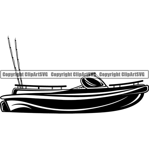 Sports Game Fishing Hunting Fish Hunt Boat ClipArt SVG