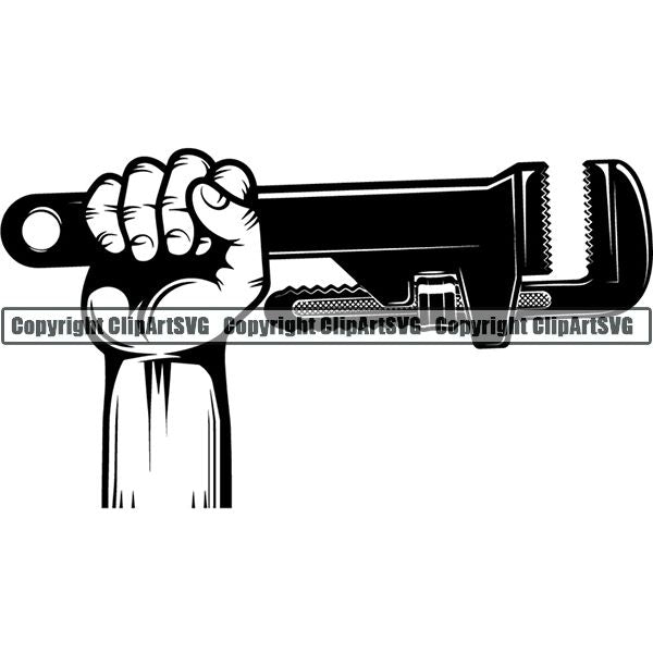 Plumbing Plumber Pipe Repair Service Hand ClipArt SVG