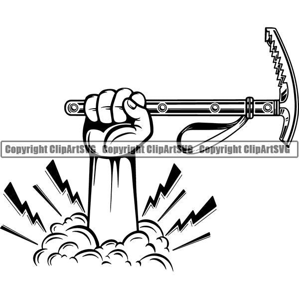 Mountain Climbing Rock Climber Pickaxe Ice Pick Axe ClipArt SVG
