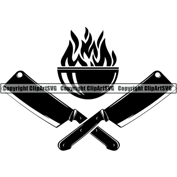 Cooking BBQ Bar-B-Que Barbque Chef Cook Butcher Logo ClipArt SVG
