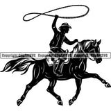 Occupation Cowboy Riding Horse ClipArt SVG