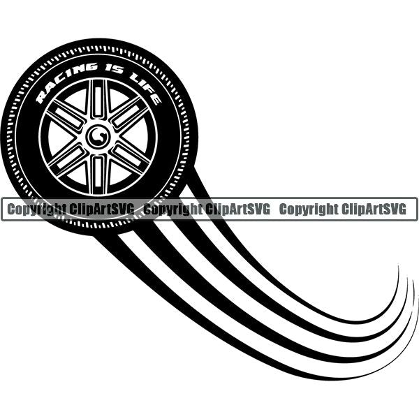 Sports Car Racing Tire Motion ClipArt SVG