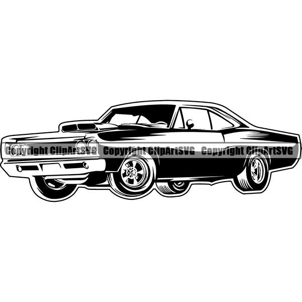 Sports Car Vintage Retro Classic ClipArt SVG