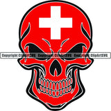 Country Flag Skull Switzerland ClipArt SVG