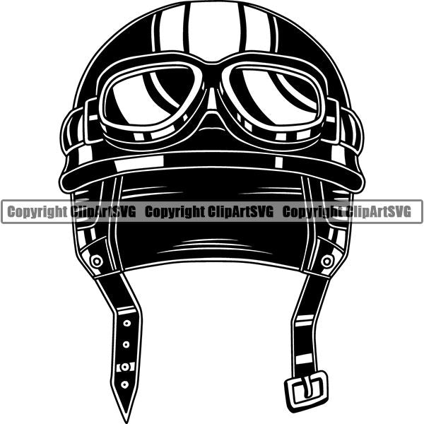 Motorcycle Bike Chopper Helmet Googles ClipArt SVG