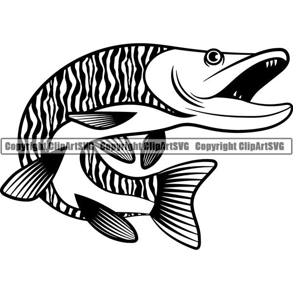 Sports Game Fishing Hunting Fish Hunt Fish Musky ClipArt SVG