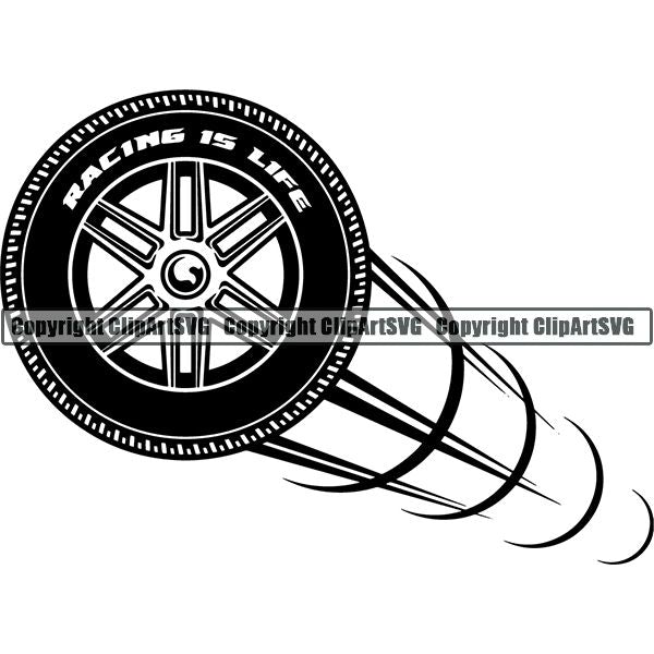 Sports Car Racing Tire Motion ClipArt SVG