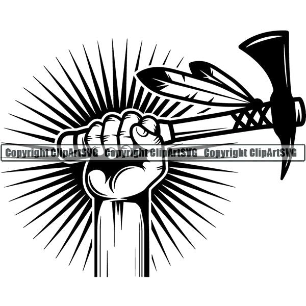 Native American Indian Hand Sunburst ClipArt SVG
