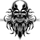 Skull Skeleton Beard Tattoo Tat ClipArt SVG
