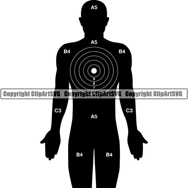 Military Weapon Gun Target Body Kill Spot ClipArt SVG