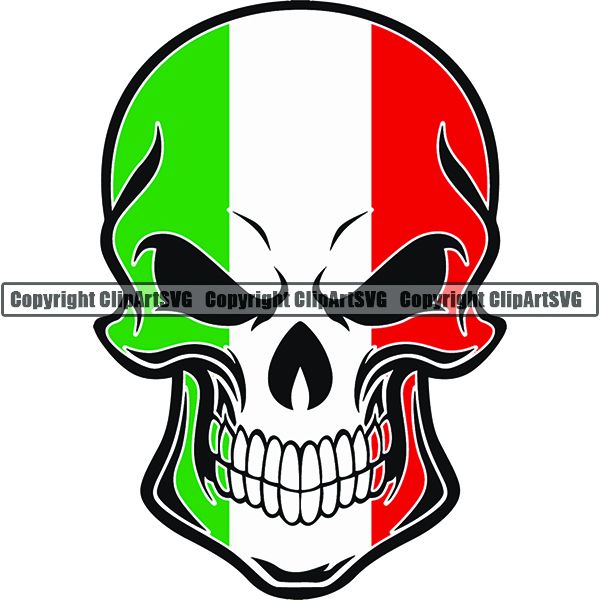 Country Flag Skull Italy ClipArt SVG