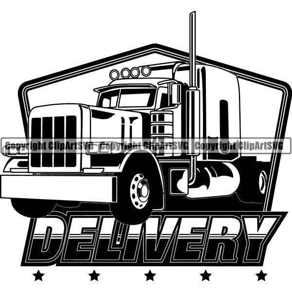 Truck Driver Trucking Trucker Driving Transportation Semi Tractor Trailer Logo ClipArt SVG