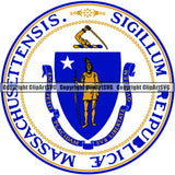 State Flag Seal Massachusetts ClipArt SVG