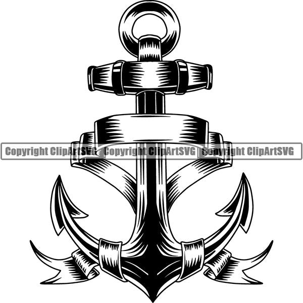 Nautical Sailboat Ship Anchor Sailing Boating Sail Boat Diving Dive Diver ClipArt SVG