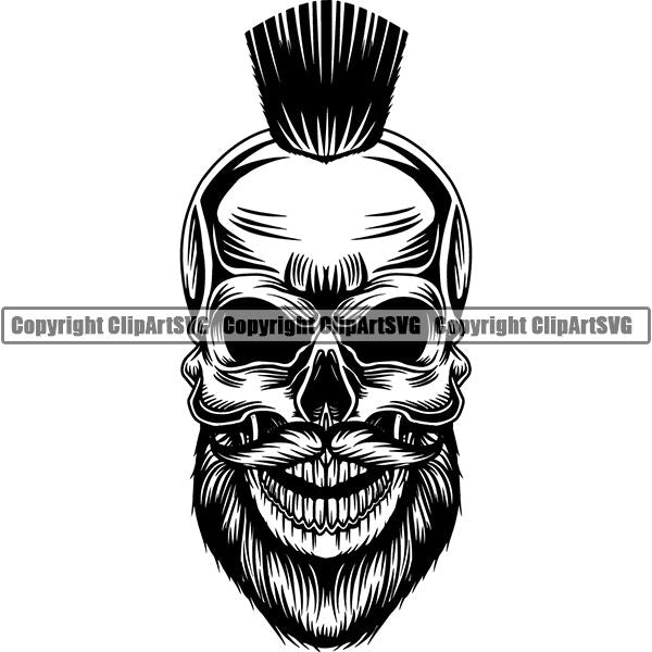 Viking Warrior Skull ClipArt SVG