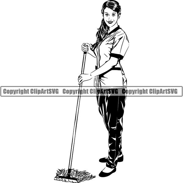 Maid Cleaning Service Housekeeping Housekeeper ClipArt SVG