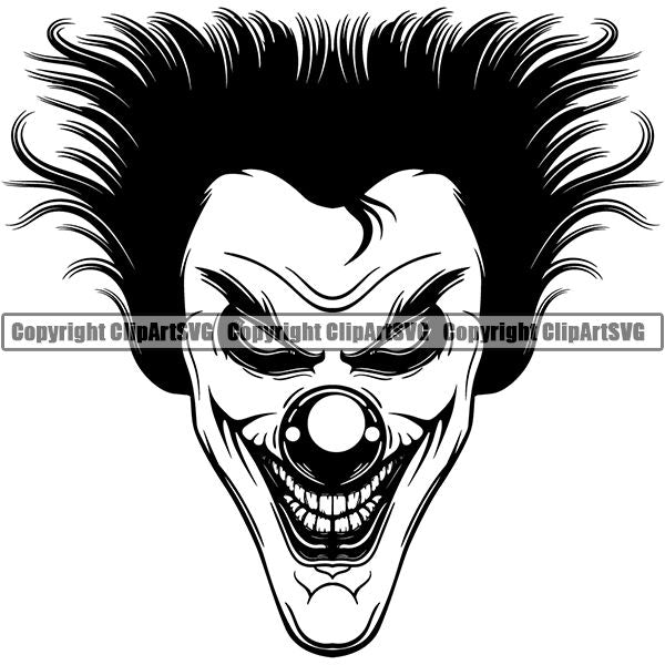 Evil Scary Clown ClipArt SVG