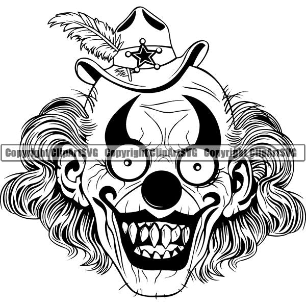 Evil Scary Clown ClipArt SVG