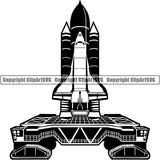 Astronaut Outer Space Shuttle Sci-Fi Science Fiction Space Shuttle Launch Station Pad ClipArt SVG