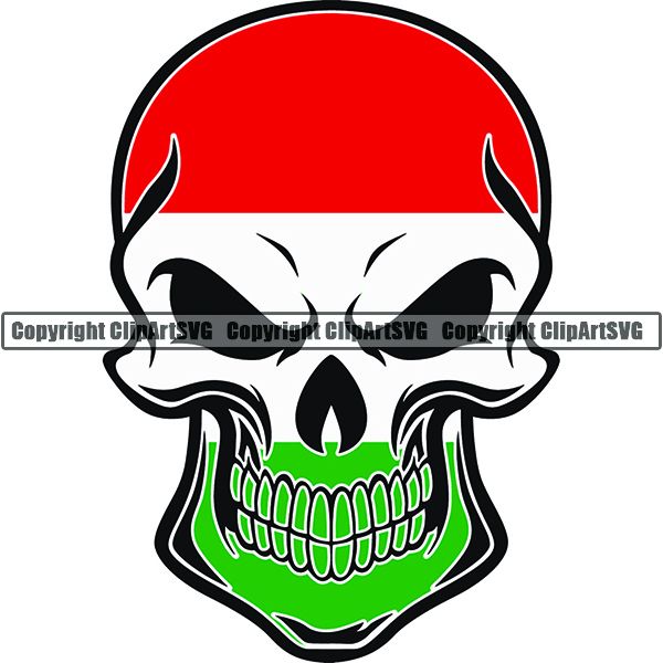 Country Flag Skull Hungary ClipArt SVG
