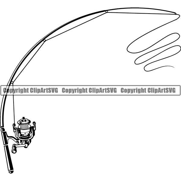 Sports Game Fishing Hunting Fish Hunt Rod ClipArt SVG