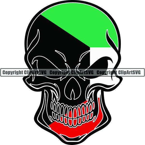 Country Flag Skull Kuwait ClipArt SVG