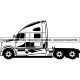 Truck Driver Trucking Trucker Driving Transportation Semi Flatbed Tractor Trailer ClipArt SVG
