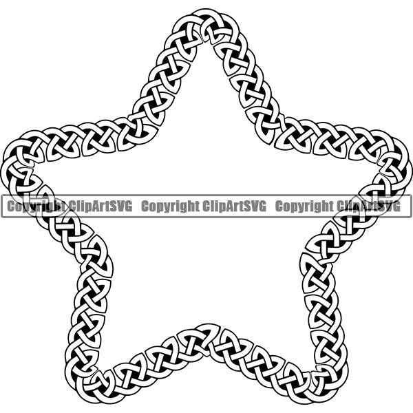 Viking Celtic Frame Border Design Element Star ClipArt SVG