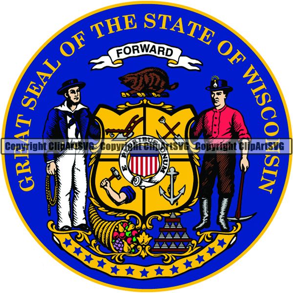State Flag Seal Wisconsin ClipArt SVG