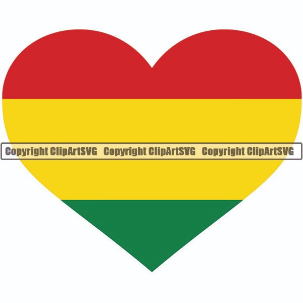 Country Flag Heart Bolivia ClipArt SVG