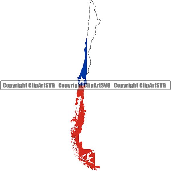Country Flag Map Chile ClipArt SVG