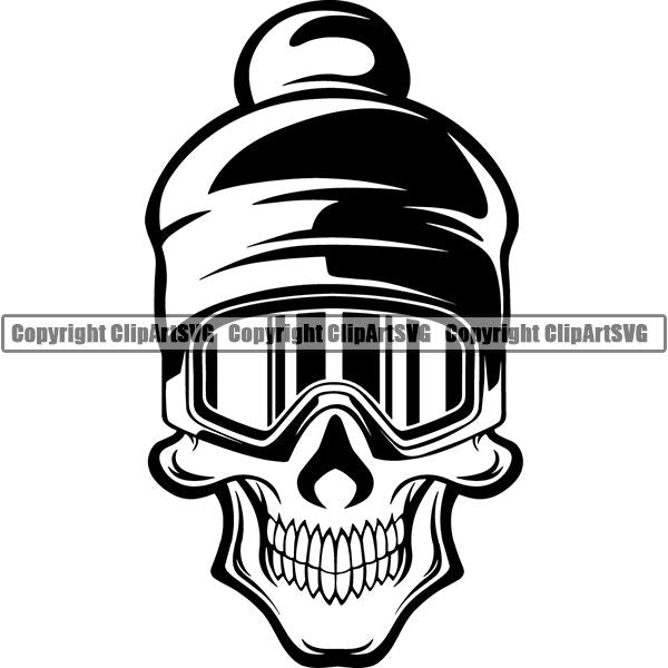 Sports Skiing Ski Snowboarding Snowboard Googles Beanie Hat Skull Skeleton Scary Evil Horror Halloween Death Dead X Sports Extreme ClipArt SVG