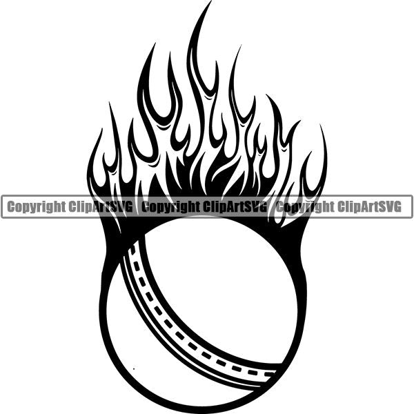 Sports Game Cricket Fire ClipArt SVG
