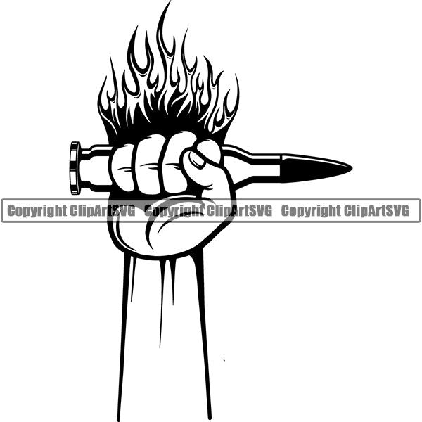 Military Weapon Gun Bullet Machine Gun AK-47 ClipArt SVG