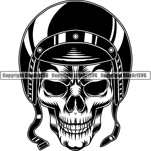 Motorcycle Bike Chopper Helmet Skull ClipArt SVG