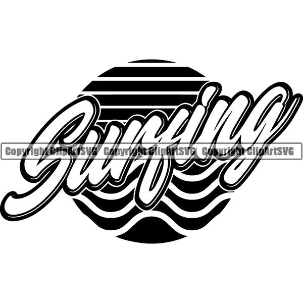 Sports Surfing Surf Text ClipArt SVG