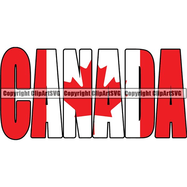 Country Flag Text Name Canada ClipArt SVG