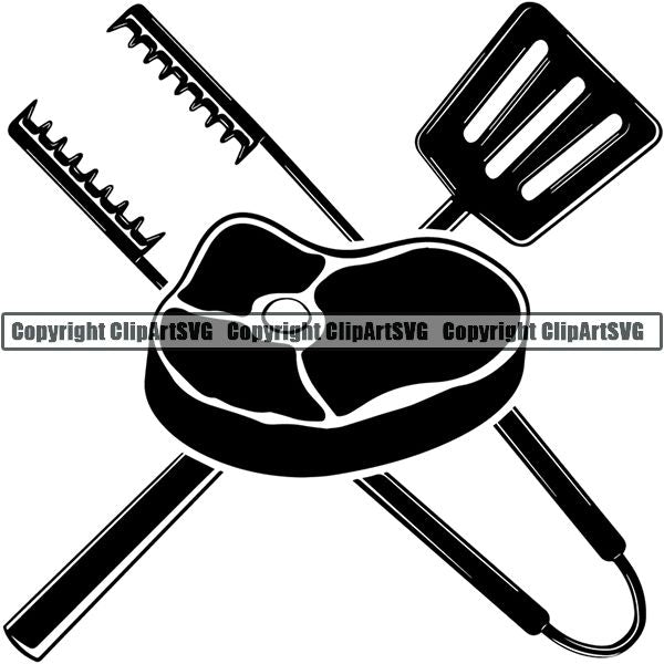 Cooking BBQ Bar-B-Que Barbque Chef Cook Butcher Logo ClipArt SVG